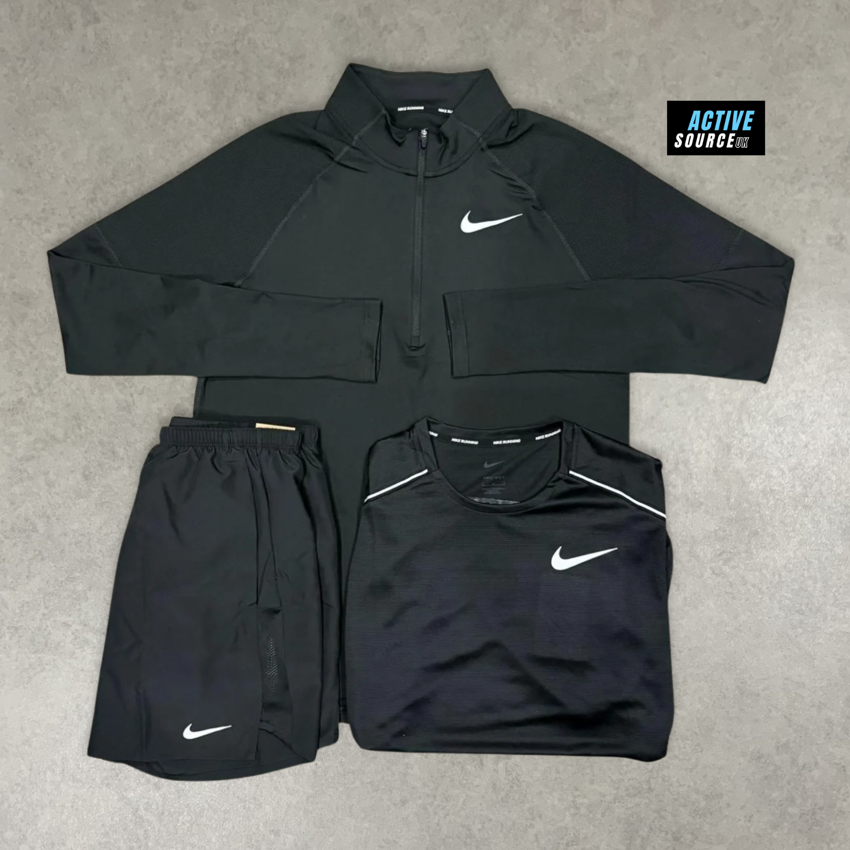 Nike Element 1/4 Zip 3 Piece Set "Triple Black"