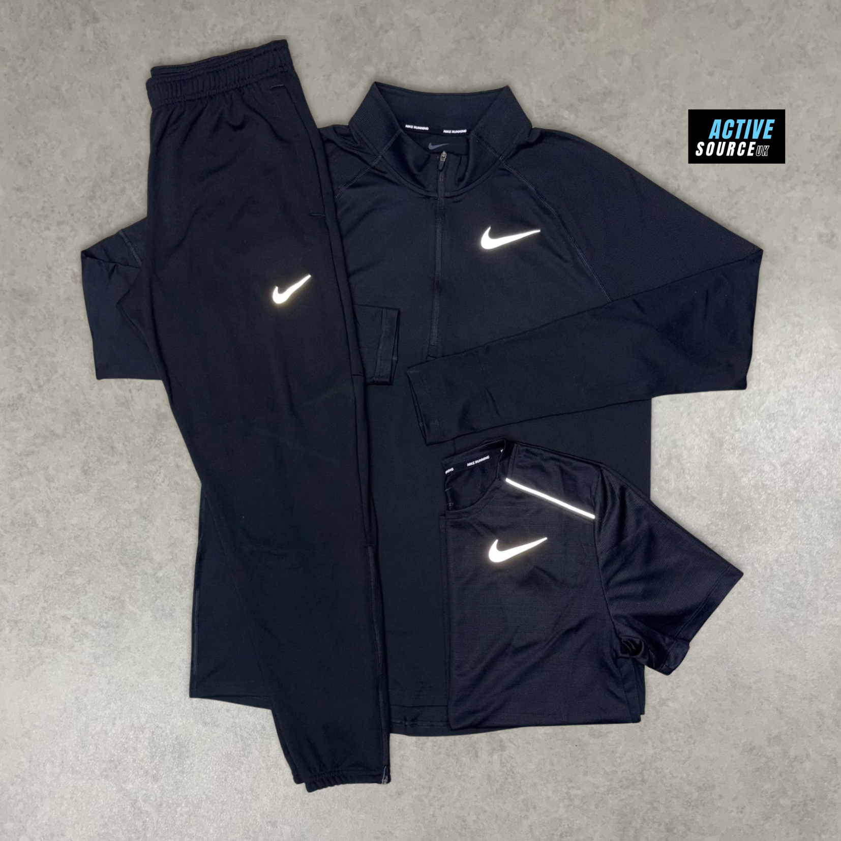 Nike Element 1/4 Zip 3 Piece Tracksuit Set "Triple Black"