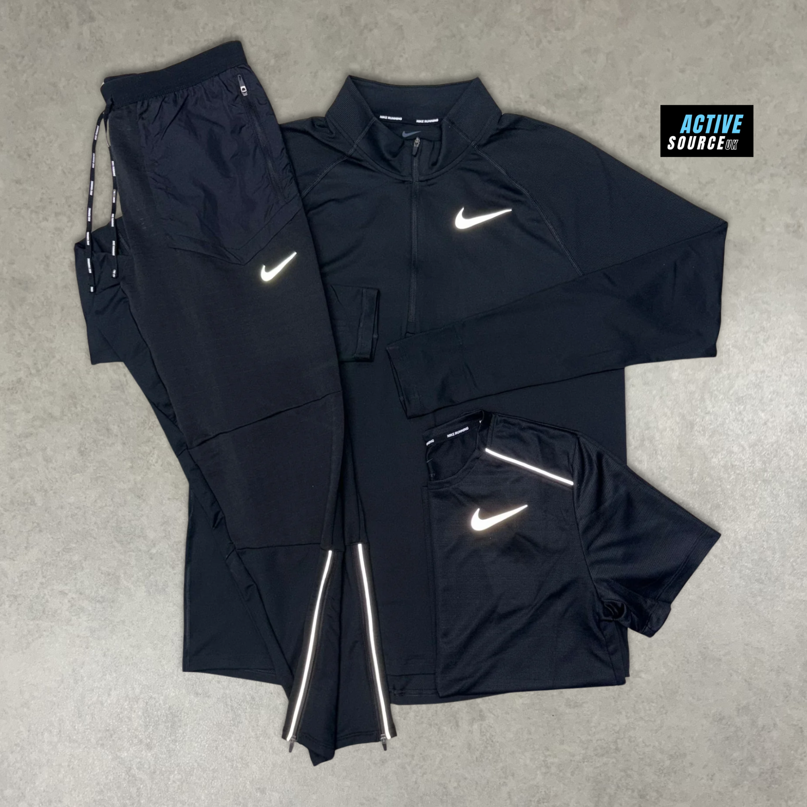 Nike Element 1/4 Zip 3 Piece Phenom Set "Triple Black"