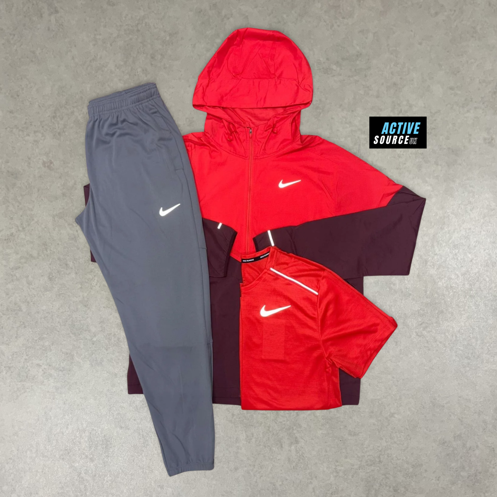 Nike UV Windrunner 3 Piece Tracksuit "Crimson Red/Maroon/Grey"