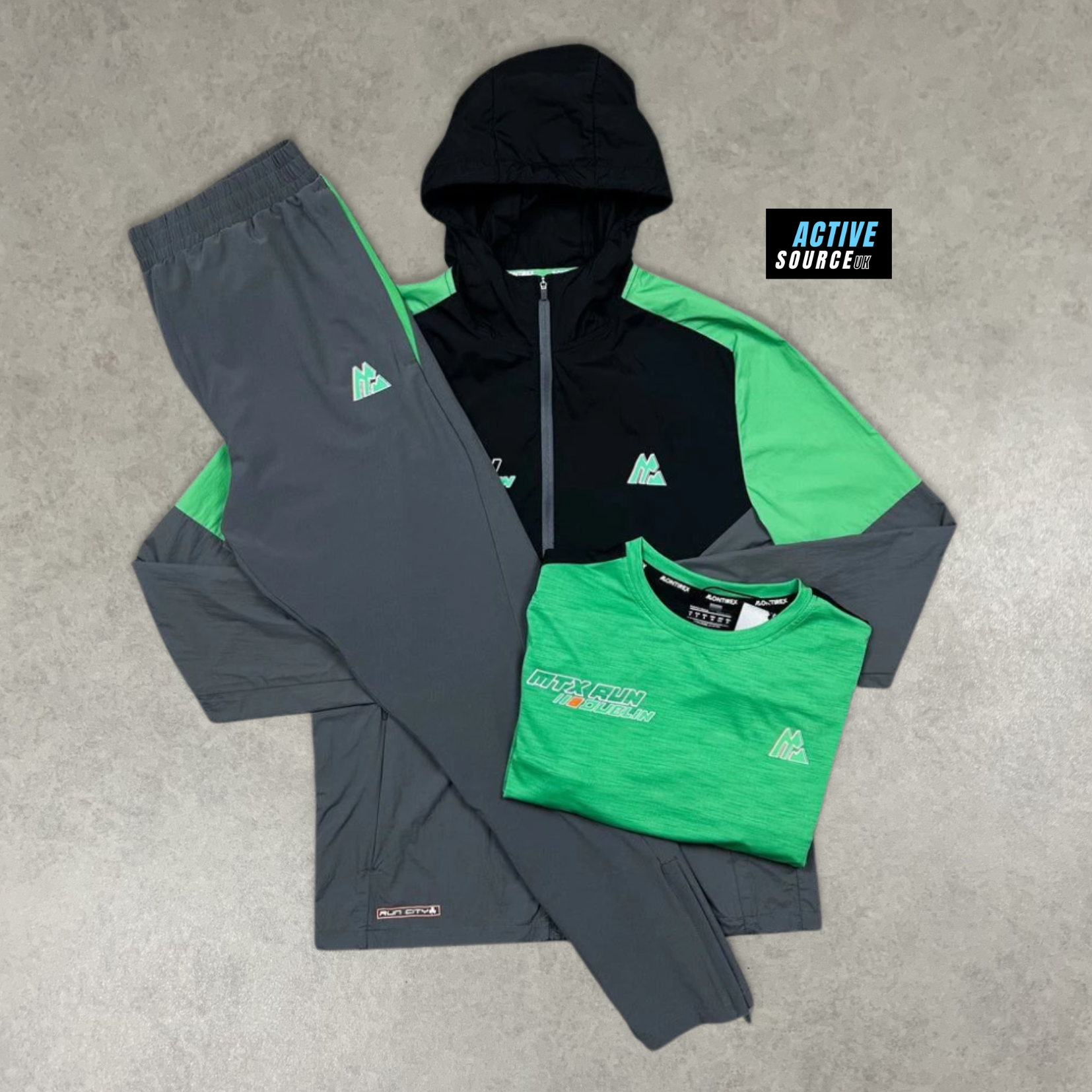 Montirex MTX Run City Dublin Jacket 3 Piece Tracksuit "Jada Green/Cement Grey/Black"