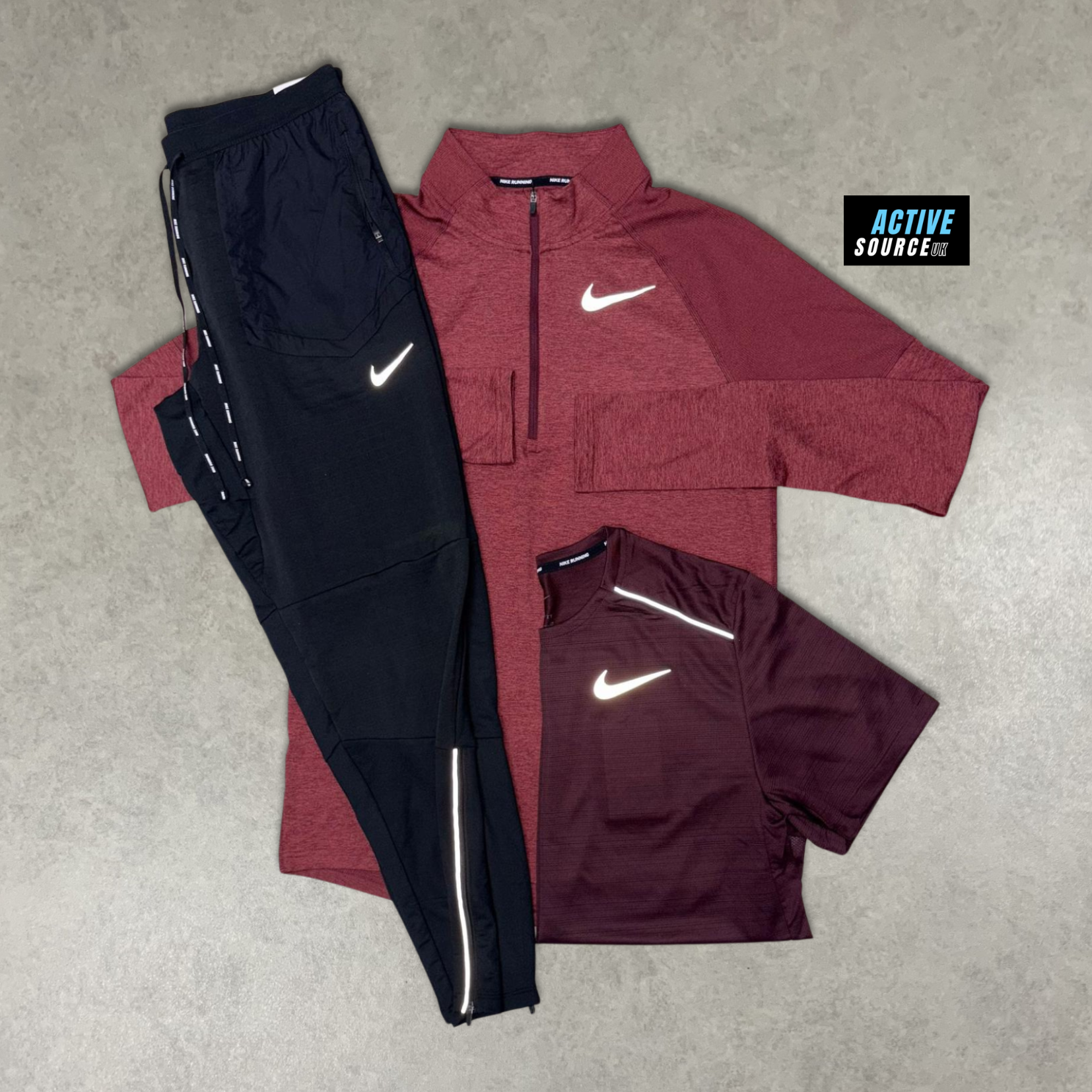 Nike Elemment 1/4 Zip 3 Piece Tracksuit "Midnight Maroon"