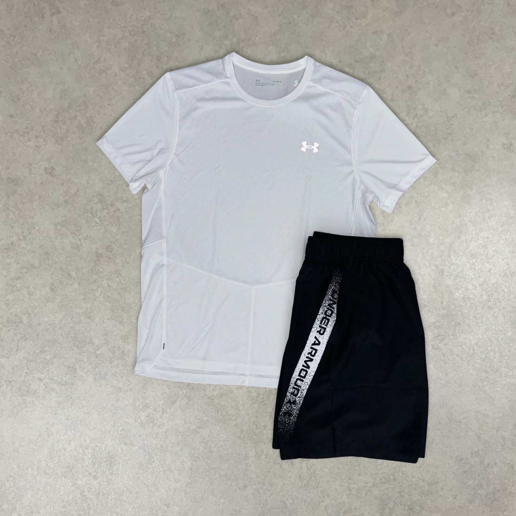 Under Armour Woven Shorts & Tee Set "White/Black"