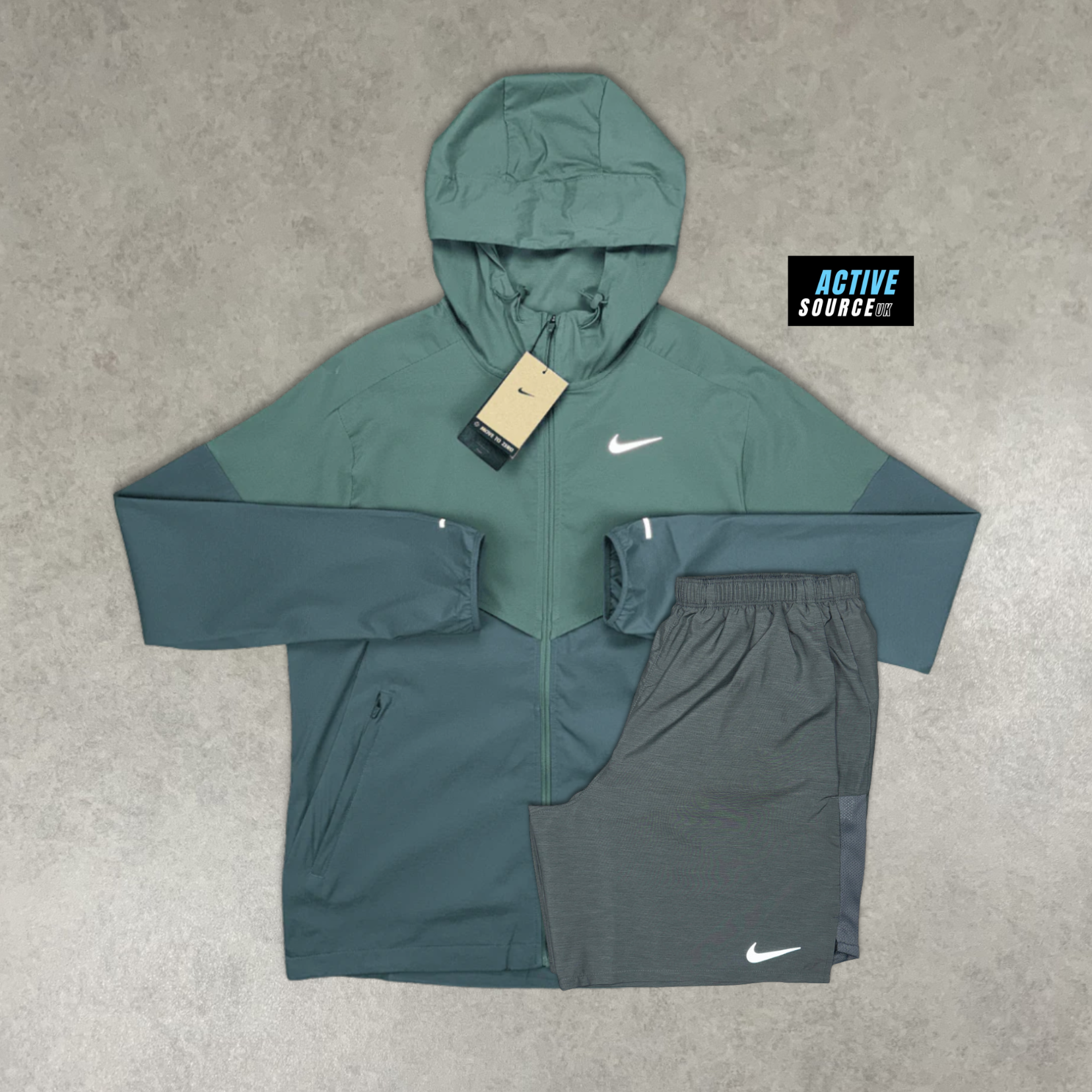 Nike Windrunner Jacket & Shorts Set "Clay Green/Grey"
