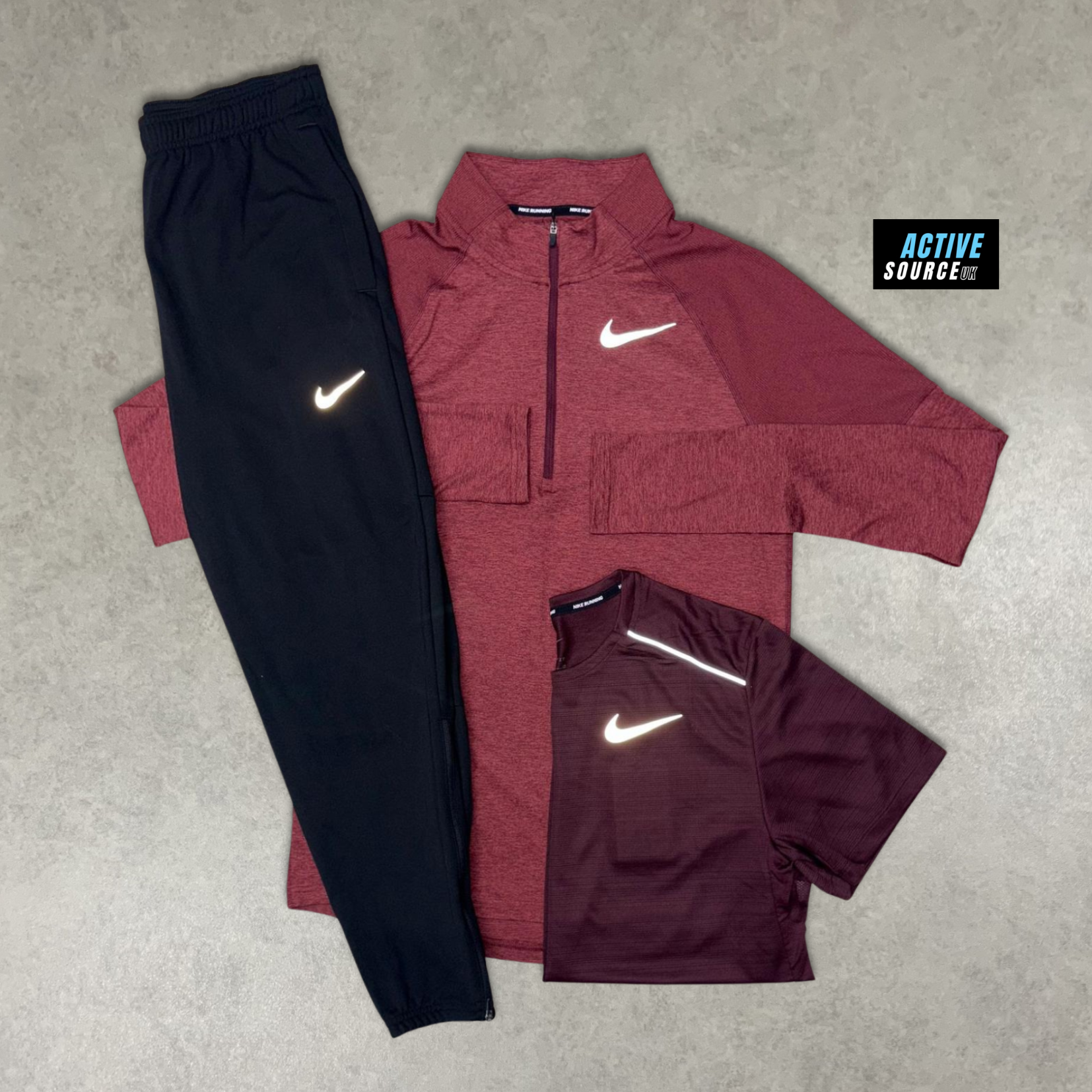 Nike Elemment 1/4 Zip 3 Piece Tracksuit "Midnight Maroon"