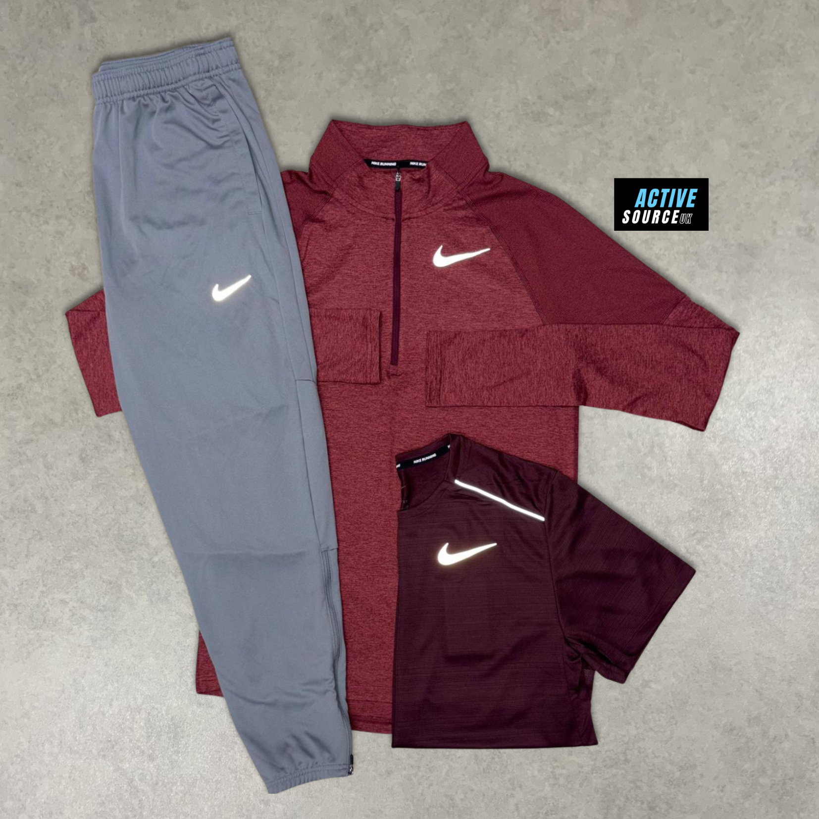 Nike Element 1/4 Zip 3 Piece Tracksuit "Midnight Maroon/Grey"