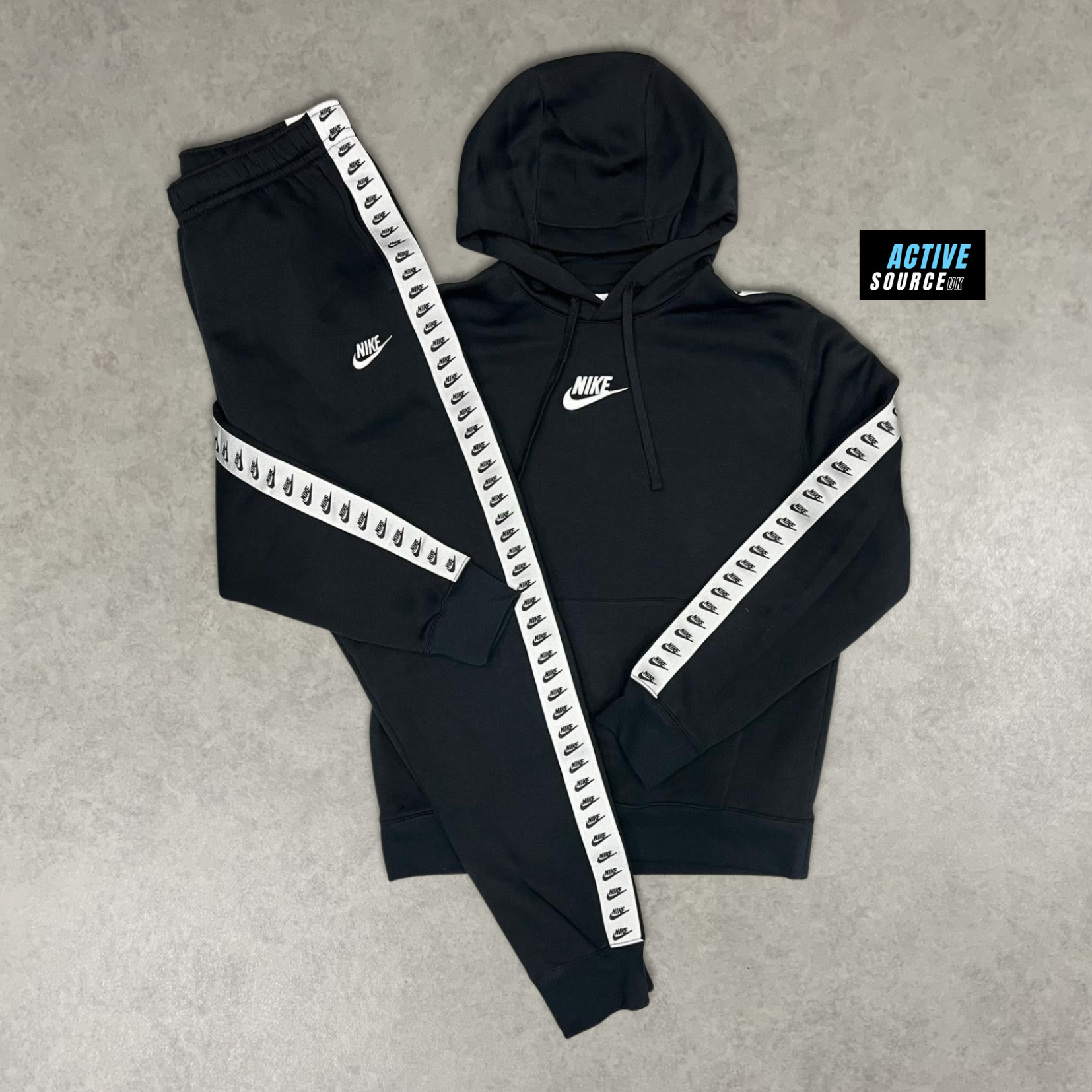Nike Club Fleece Logo Sleeve Tracksuit "Black/White"