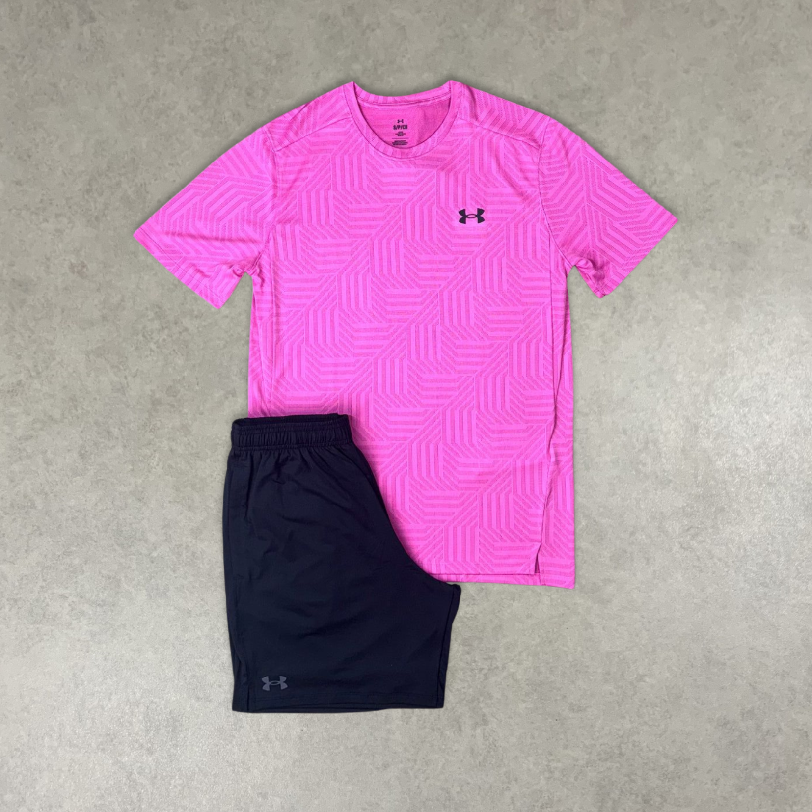 Under Armour Tech Vent Geotessa Shorts & Tee Set "Pink/Black"