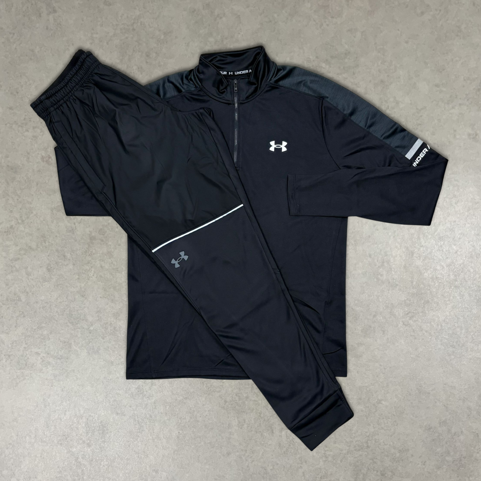 Under Armour 1/4 Poly Tracksuit "Double Black"