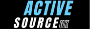 Text 'ACTIVE SOURCE UK' in blue and white on a black background